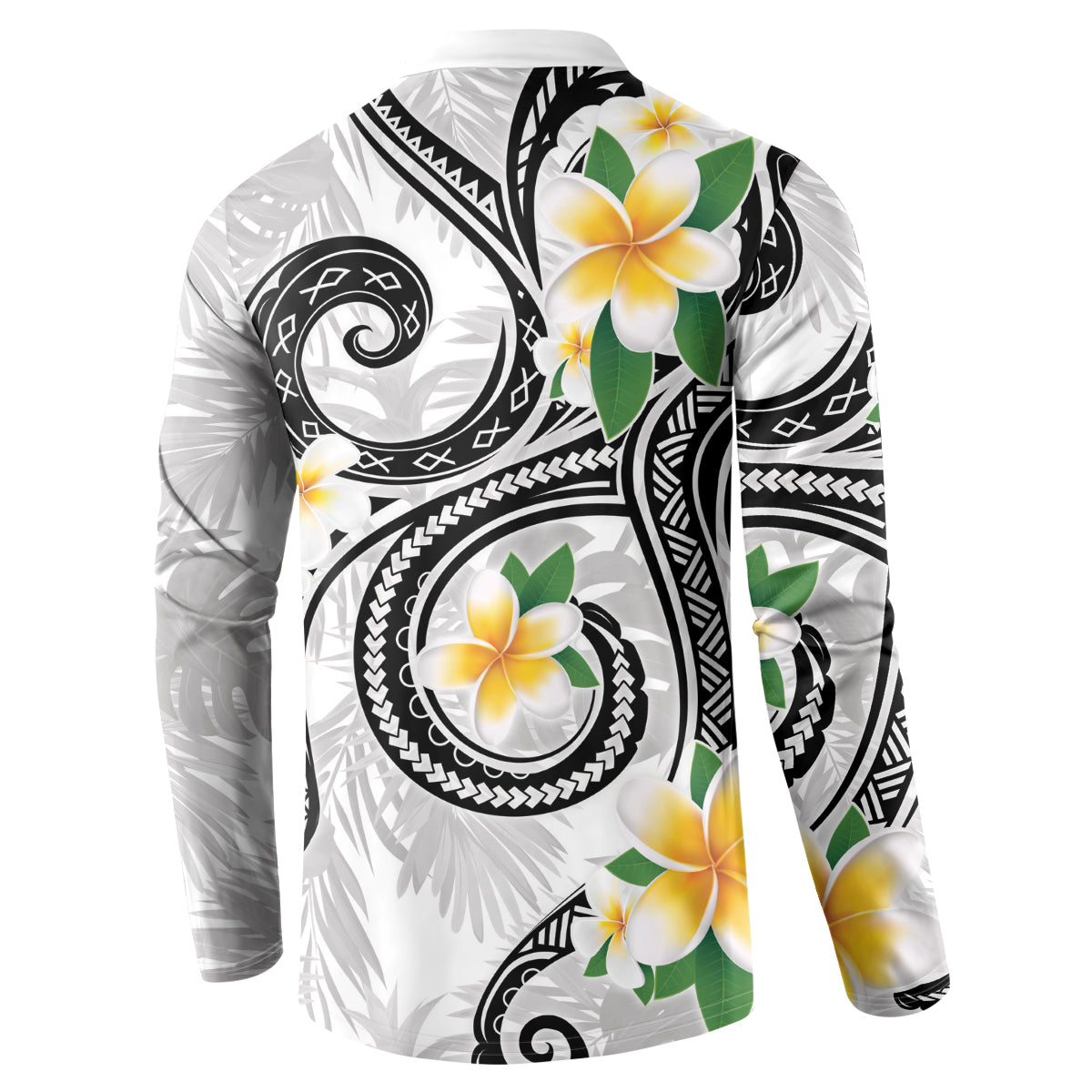 Kanaka Maoli Hawaii Plumeria Button Sweatshirt Dancing Tentacles White Style LT7 - Polynesian Pride