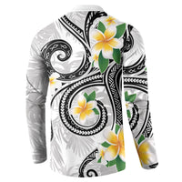 Kanaka Maoli Hawaii Plumeria Button Sweatshirt Dancing Tentacles White Style LT7 - Polynesian Pride