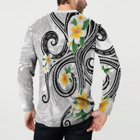 Kanaka Maoli Hawaii Plumeria Button Sweatshirt Dancing Tentacles White Style LT7 - Polynesian Pride