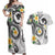 Kanaka Maoli Hawaii Plumeria Couples Matching Off Shoulder Maxi Dress and Hawaiian Shirt Dancing Tentacles White Style