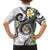 Kanaka Maoli Hawaii Plumeria Family Matching Off Shoulder Maxi Dress and Hawaiian Shirt Dancing Tentacles White Style