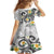 Kanaka Maoli Hawaii Plumeria Family Matching Off Shoulder Maxi Dress and Hawaiian Shirt Dancing Tentacles White Style