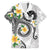 Kanaka Maoli Hawaii Plumeria Family Matching Off Shoulder Maxi Dress and Hawaiian Shirt Dancing Tentacles White Style