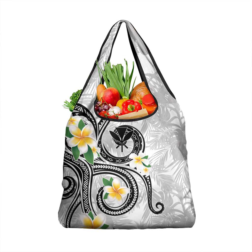 Kanaka Maoli Hawaii Plumeria Grocery Bag Dancing Tentacles White Style LT7 1-pack One Size White - Polynesian Pride