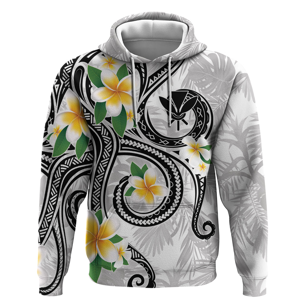 Kanaka Maoli Hawaii Plumeria Hoodie Dancing Tentacles White Style LT7 Pullover Hoodie White - Polynesian Pride
