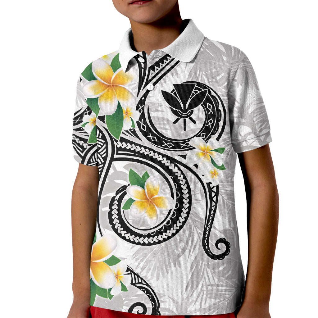 Kanaka Maoli Hawaii Plumeria Kid Polo Shirt Dancing Tentacles White Style
