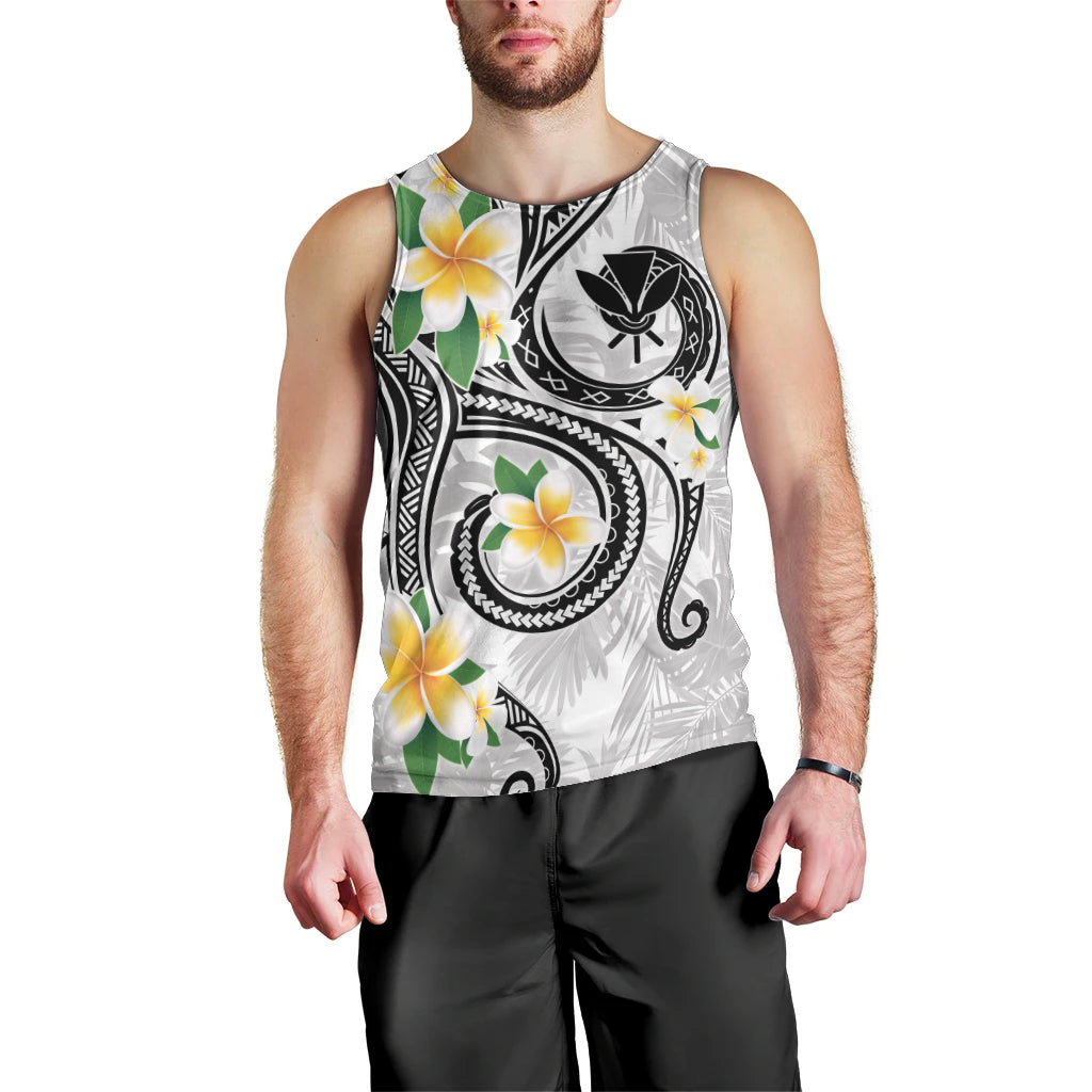Kanaka Maoli Hawaii Plumeria Men Tank Top Dancing Tentacles White Style LT7 - Polynesian Pride