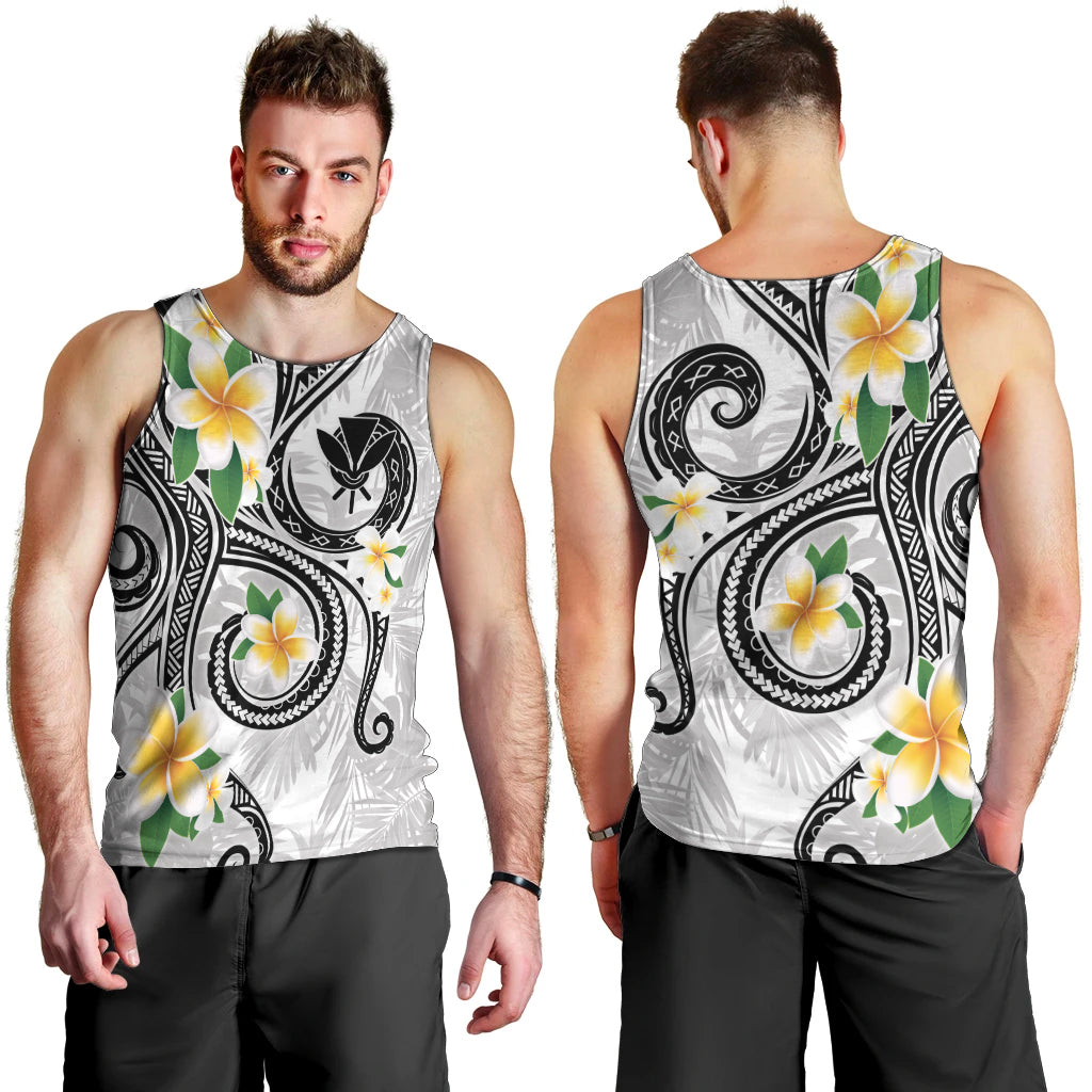 Kanaka Maoli Hawaii Plumeria Men Tank Top Dancing Tentacles White Style LT7 - Polynesian Pride
