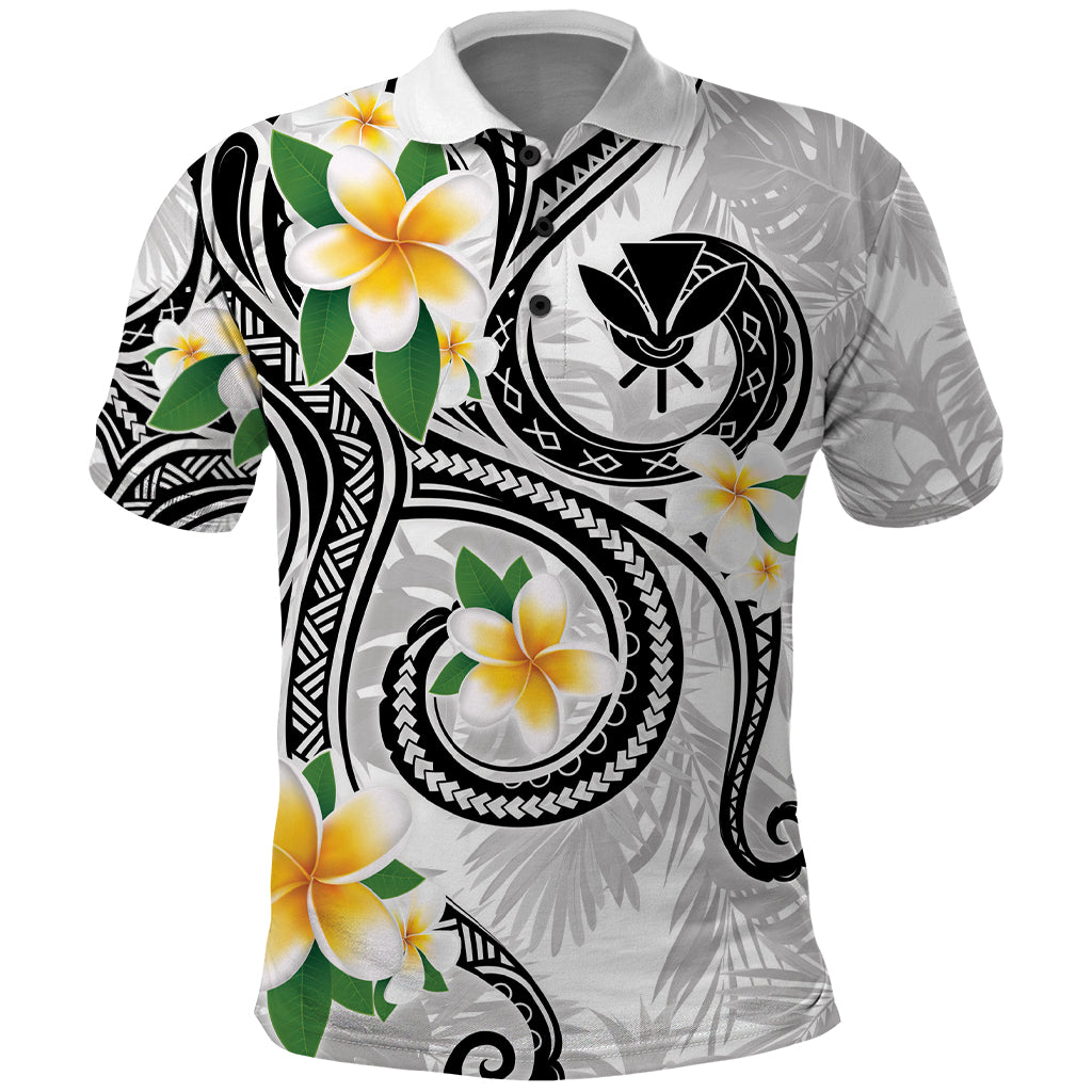 Kanaka Maoli Hawaii Plumeria Polo Shirt Dancing Tentacles White Style
