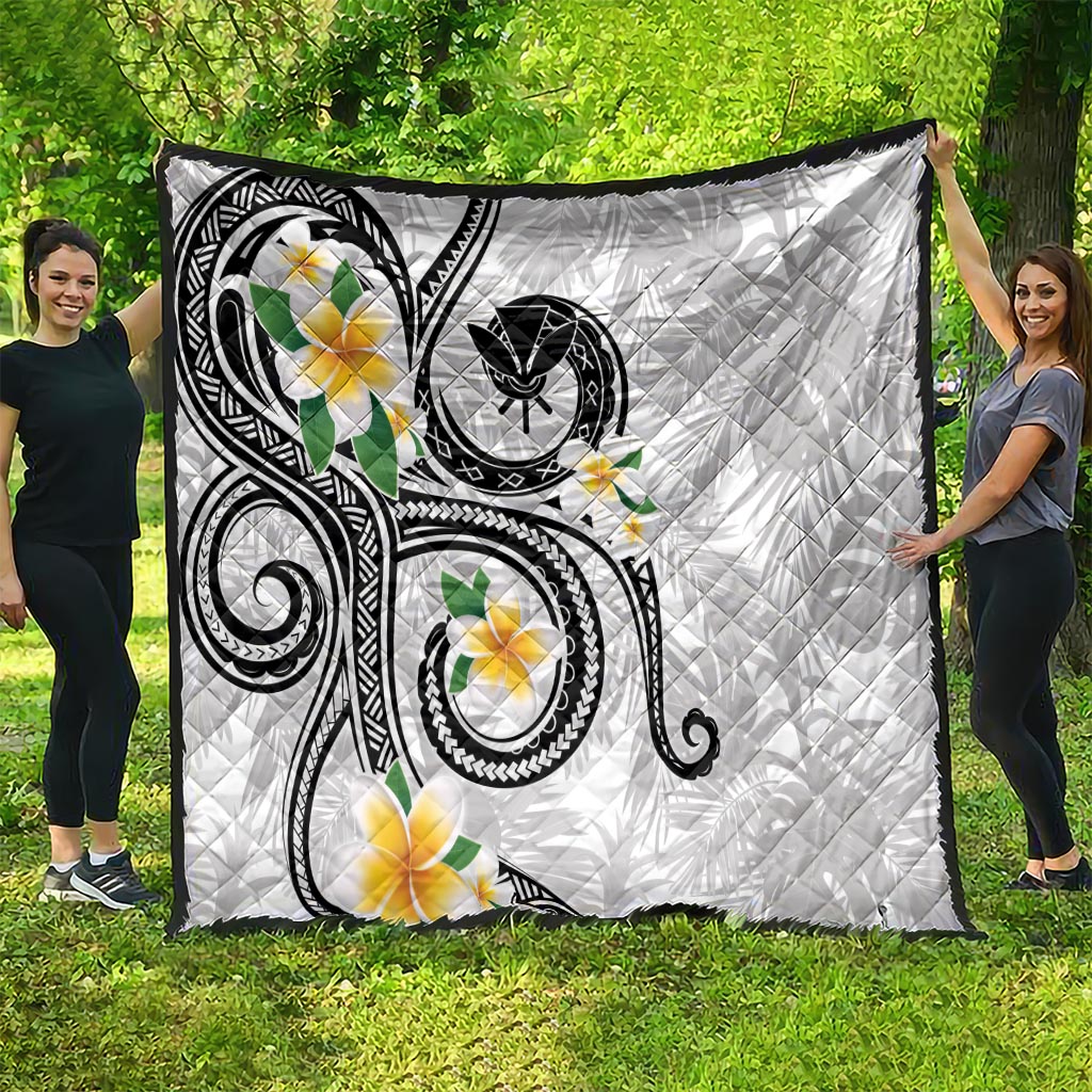 Kanaka Maoli Hawaii Plumeria Quilt Dancing Tentacles White Style LT7 - Polynesian Pride