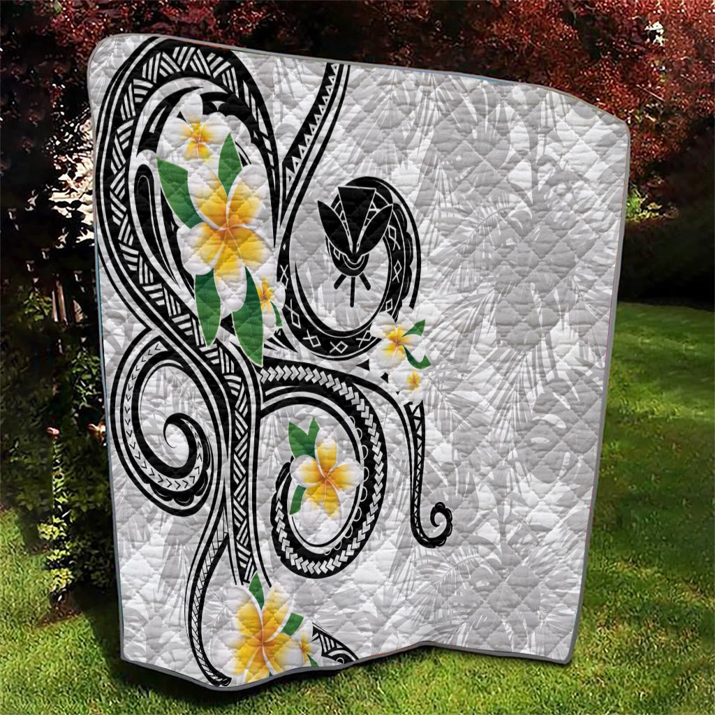 Kanaka Maoli Hawaii Plumeria Quilt Dancing Tentacles White Style LT7 - Polynesian Pride