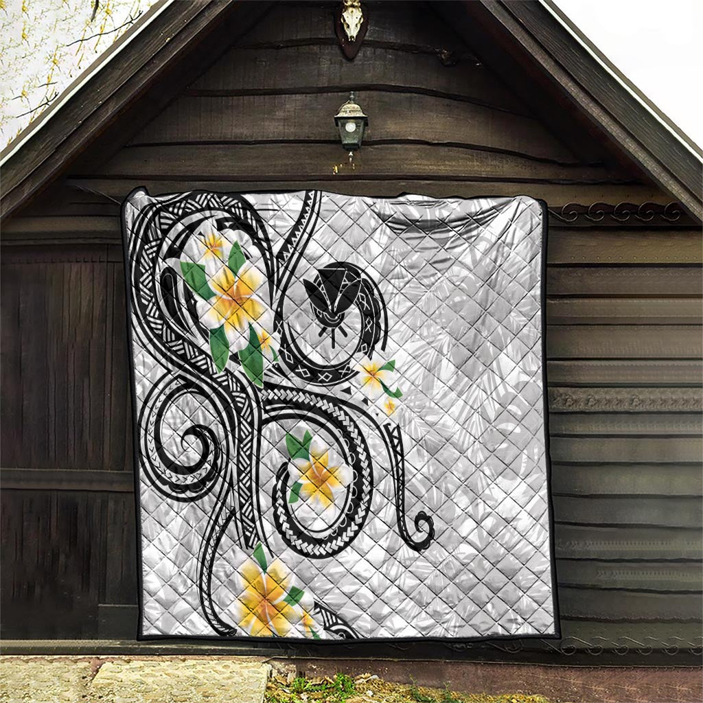 Kanaka Maoli Hawaii Plumeria Quilt Dancing Tentacles White Style LT7 - Polynesian Pride