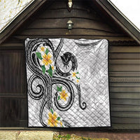 Kanaka Maoli Hawaii Plumeria Quilt Dancing Tentacles White Style LT7 - Polynesian Pride