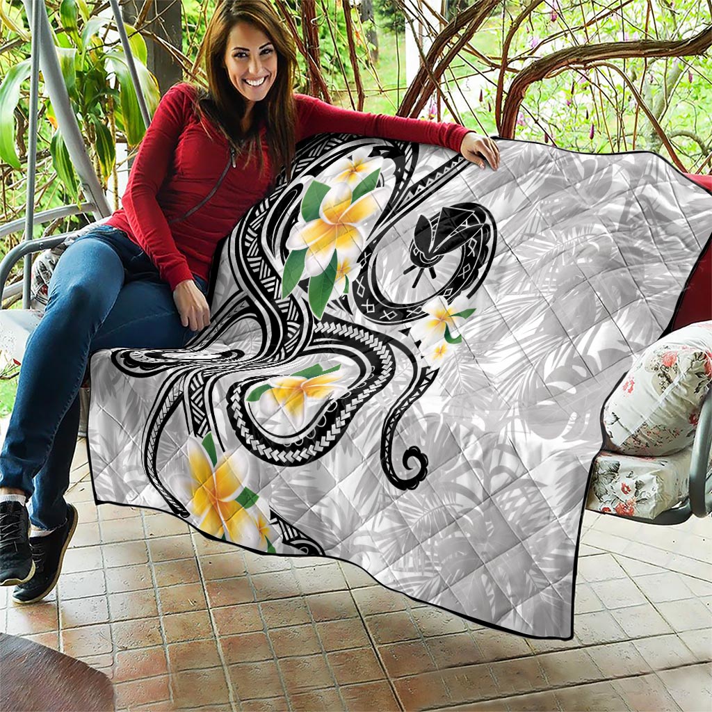 Kanaka Maoli Hawaii Plumeria Quilt Dancing Tentacles White Style LT7 - Polynesian Pride