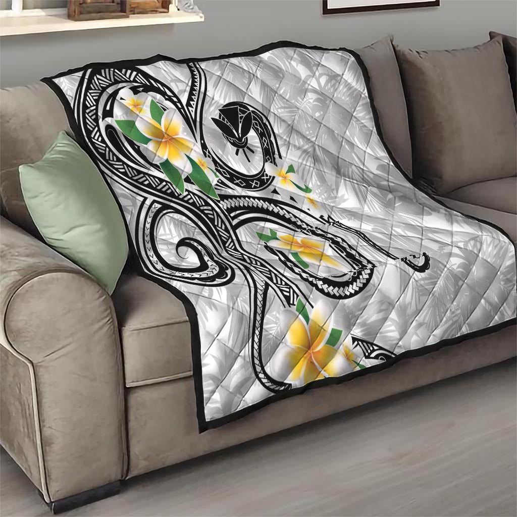 Kanaka Maoli Hawaii Plumeria Quilt Dancing Tentacles White Style LT7 - Polynesian Pride