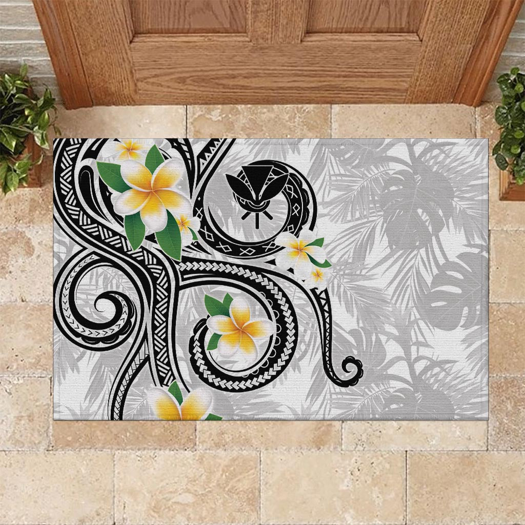 Kanaka Maoli Hawaii Plumeria Rubber Doormat Dancing Tentacles White Style LT7 - Polynesian Pride