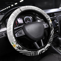 Kanaka Maoli Hawaii Plumeria Steering Wheel Cover Dancing Tentacles White Style LT7 Universal Fit White - Polynesian Pride