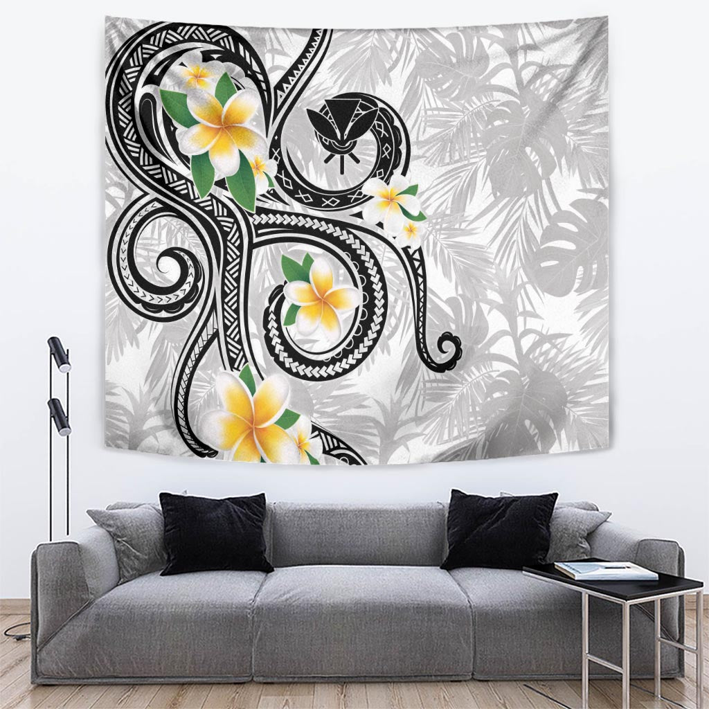 Kanaka Maoli Hawaii Plumeria Tapestry Dancing Tentacles White Style LT7 White - Polynesian Pride