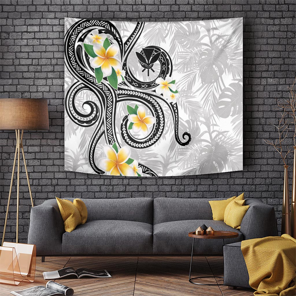 Kanaka Maoli Hawaii Plumeria Tapestry Dancing Tentacles White Style LT7 - Polynesian Pride