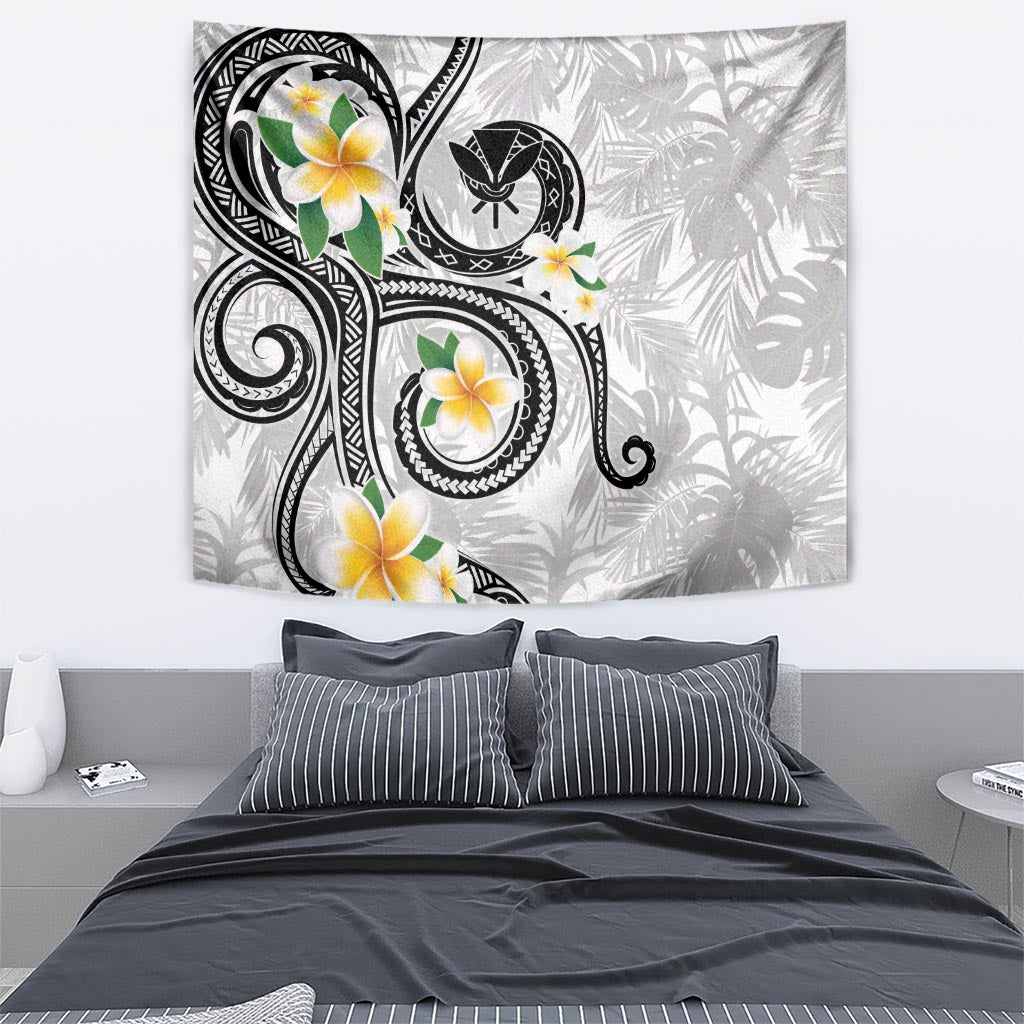 Kanaka Maoli Hawaii Plumeria Tapestry Dancing Tentacles White Style LT7 - Polynesian Pride