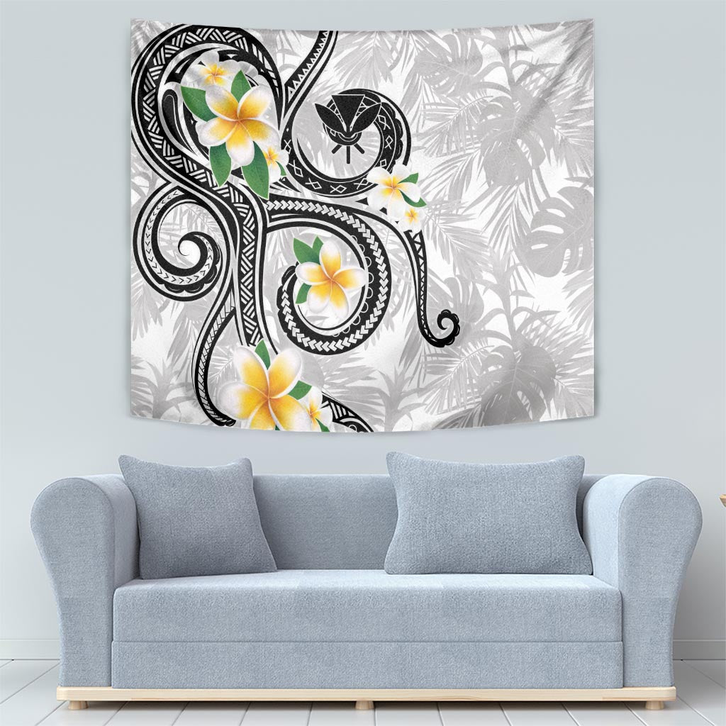 Kanaka Maoli Hawaii Plumeria Tapestry Dancing Tentacles White Style LT7 - Polynesian Pride