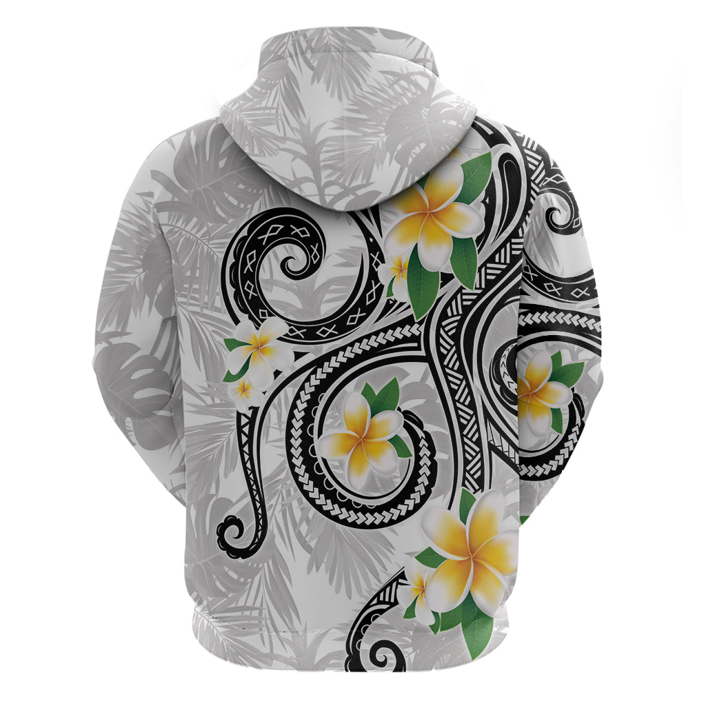 Kanaka Maoli Hawaii Plumeria Zip Hoodie Dancing Tentacles White Style LT7 - Polynesian Pride