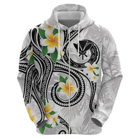 Kanaka Maoli Hawaii Plumeria Zip Hoodie Dancing Tentacles White Style LT7 - Polynesian Pride