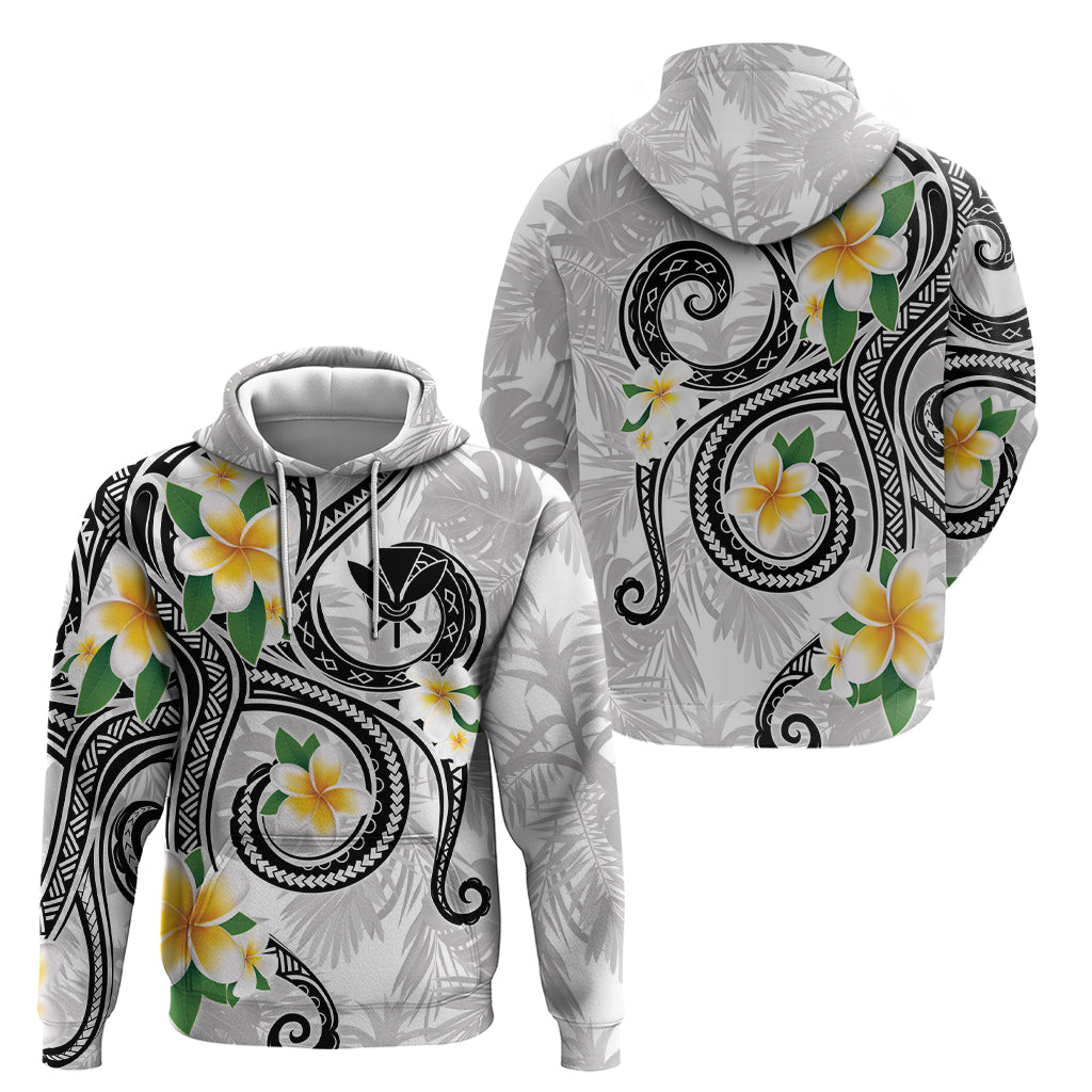 Kanaka Maoli Hawaii Plumeria Zip Hoodie Dancing Tentacles White Style LT7 - Polynesian Pride