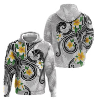 Kanaka Maoli Hawaii Plumeria Zip Hoodie Dancing Tentacles White Style LT7 - Polynesian Pride
