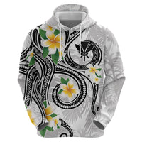 Kanaka Maoli Hawaii Plumeria Zip Hoodie Dancing Tentacles White Style LT7 - Polynesian Pride