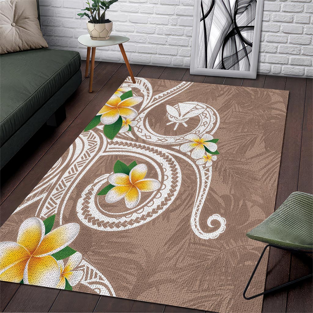 Kanaka Maoli Hawaii Plumeria Area Rug Dancing Tentacles Beige Style LT7 Beige - Polynesian Pride