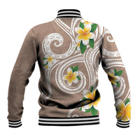 Kanaka Maoli Hawaii Plumeria Baseball Jacket Dancing Tentacles Beige Style LT7 - Polynesian Pride