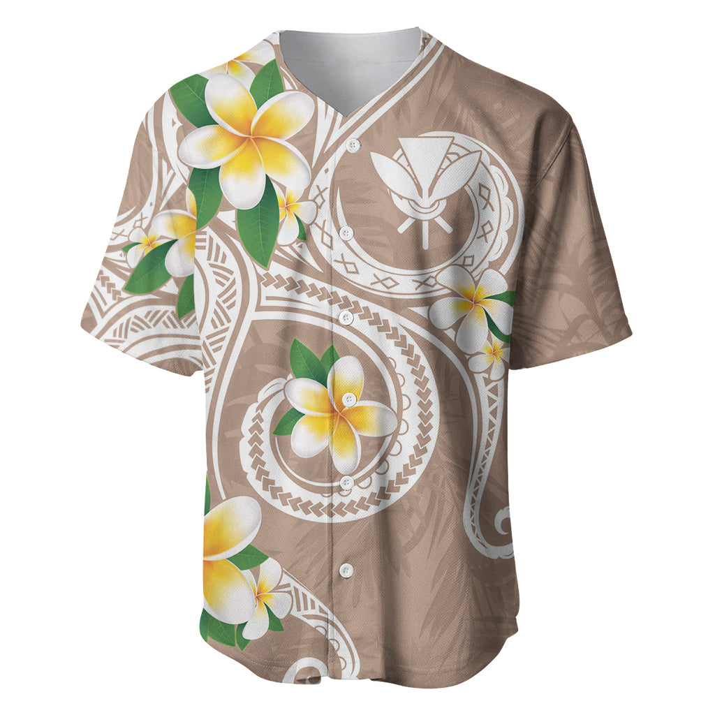 Kanaka Maoli Hawaii Plumeria Baseball Jersey Dancing Tentacles Beige Style LT7 Beige - Polynesian Pride