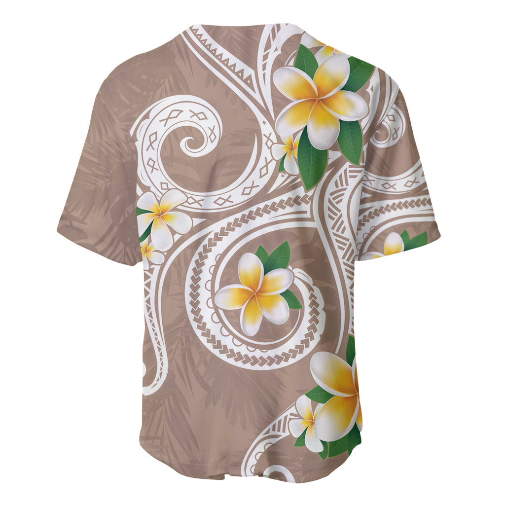 Kanaka Maoli Hawaii Plumeria Baseball Jersey Dancing Tentacles Beige Style LT7 - Polynesian Pride