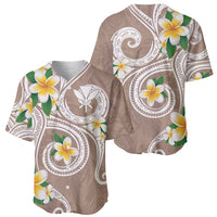 Kanaka Maoli Hawaii Plumeria Baseball Jersey Dancing Tentacles Beige Style LT7 - Polynesian Pride