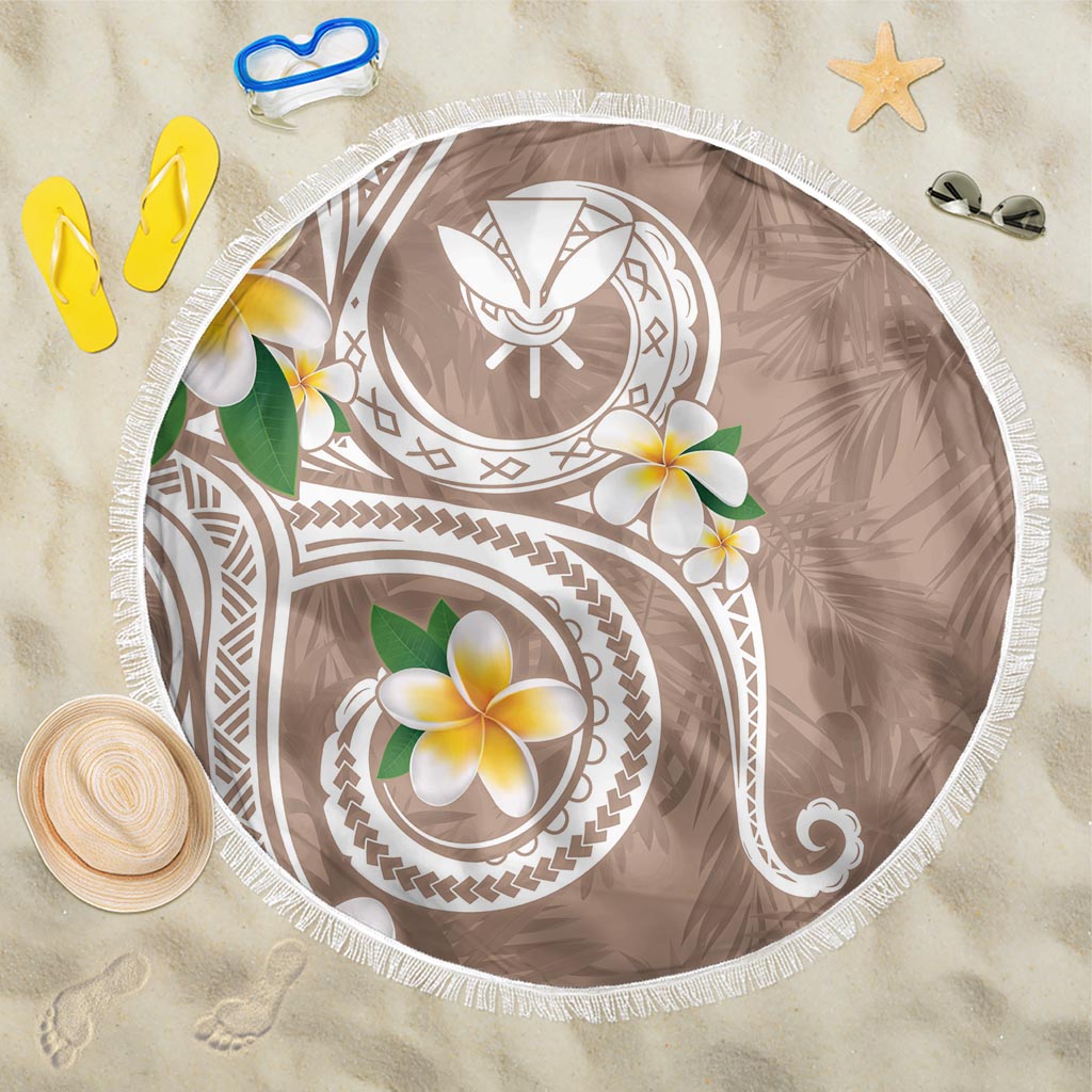 Kanaka Maoli Hawaii Plumeria Beach Blanket Dancing Tentacles Beige Style LT7 One Size 150cm Beige - Polynesian Pride
