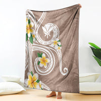 Kanaka Maoli Hawaii Plumeria Blanket Dancing Tentacles Beige Style LT7 - Polynesian Pride