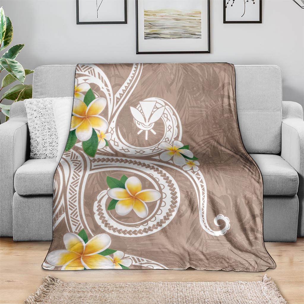 Kanaka Maoli Hawaii Plumeria Blanket Dancing Tentacles Beige Style LT7 - Polynesian Pride