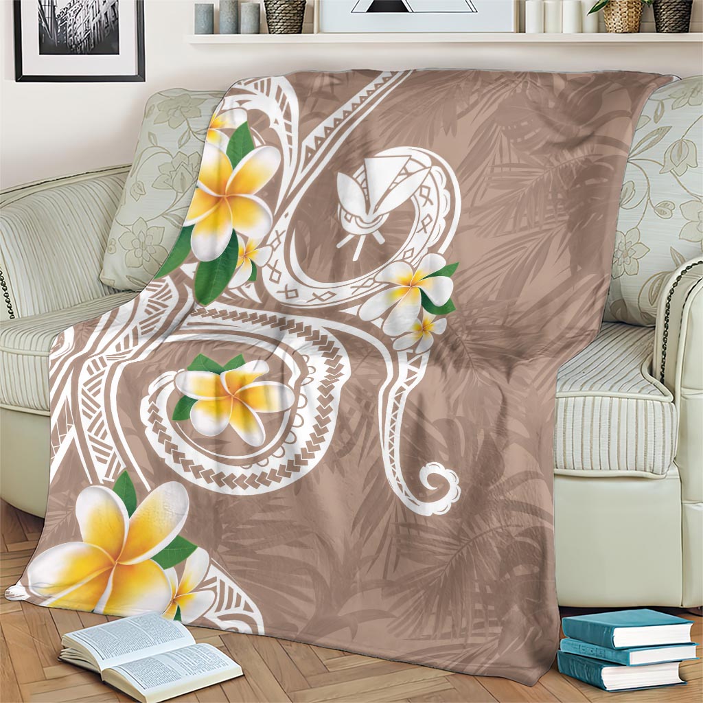 Kanaka Maoli Hawaii Plumeria Blanket Dancing Tentacles Beige Style LT7 - Polynesian Pride