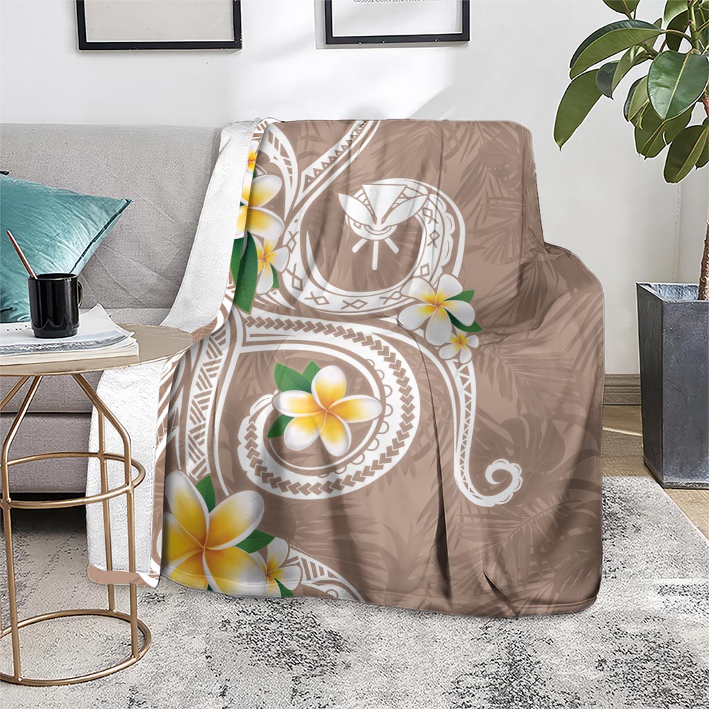 Kanaka Maoli Hawaii Plumeria Blanket Dancing Tentacles Beige Style LT7 - Polynesian Pride