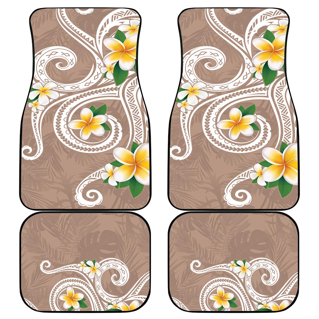 Kanaka Maoli Hawaii Plumeria Car Mats Dancing Tentacles Beige Style LT7 - Polynesian Pride