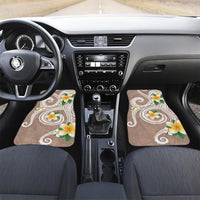 Kanaka Maoli Hawaii Plumeria Car Mats Dancing Tentacles Beige Style LT7 Set 2pcs - Front Beige - Polynesian Pride