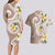 Kanaka Maoli Hawaii Plumeria Couples Matching Long Sleeve Bodycon Dress and Hawaiian Shirt Dancing Tentacles Beige Style