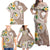 Kanaka Maoli Hawaii Plumeria Family Matching Off Shoulder Maxi Dress and Hawaiian Shirt Dancing Tentacles Beige Style