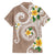 Kanaka Maoli Hawaii Plumeria Family Matching Off Shoulder Maxi Dress and Hawaiian Shirt Dancing Tentacles Beige Style