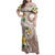 Kanaka Maoli Hawaii Plumeria Family Matching Off Shoulder Maxi Dress and Hawaiian Shirt Dancing Tentacles Beige Style