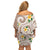 Kanaka Maoli Hawaii Plumeria Family Matching Off Shoulder Short Dress and Hawaiian Shirt Dancing Tentacles Beige Style