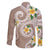 Kanaka Maoli Hawaii Plumeria Family Matching Puletasi and Hawaiian Shirt Dancing Tentacles Beige Style