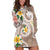 Kanaka Maoli Hawaii Plumeria Hoodie Dress Dancing Tentacles Beige Style