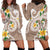 Kanaka Maoli Hawaii Plumeria Hoodie Dress Dancing Tentacles Beige Style